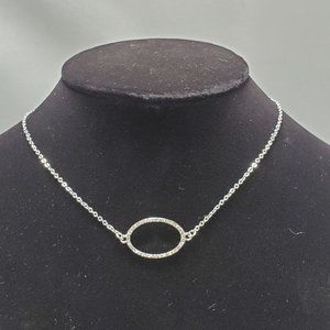 Ali Khan Swarovski crystal oval silver pendant necklace